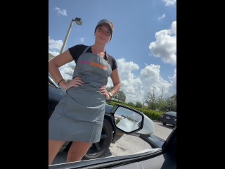 Dunkin’ Donuts worker rides cock