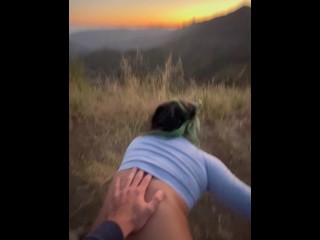 Big ass teen Latina gets bent over outdoors to the sunset