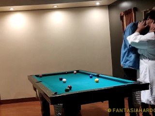 Giving my best friend some good butt massages after a game of pool