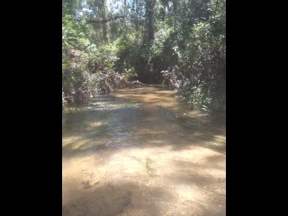 Country Girl Talking Out On Popular Spring Creek During Spring Break