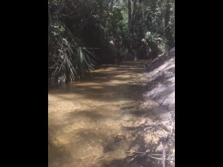 Country Girl Talking Out On Popular Spring Creek During Spring Break