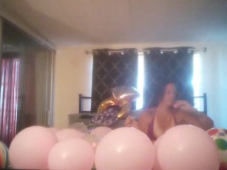 Roommate films me smoking and popping balloons in my bra and panties