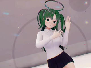 Yuuka Blue Archive Hentai Undress Dance Teddy Bear Playboy Girl MMD 3D Dark Green Hair