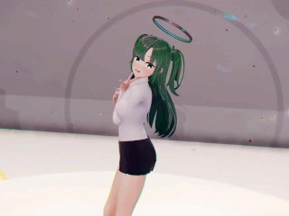 Yuuka Blue Archive Hentai Undress Dance Teddy Bear Playboy Girl MMD 3D Dark Green Hair