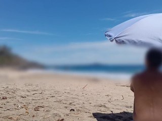 Naked fun at the beach. Masturbating and pissing