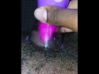 Ebony nonbinary masturbating in car