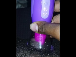 Ebony nonbinary masturbating in car