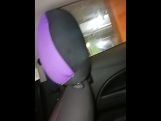 Ebony nonbinary masturbating in car