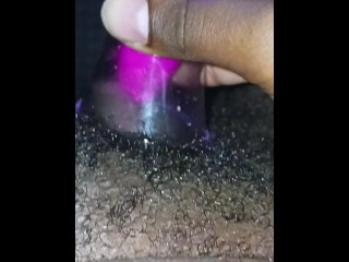 Ebony nonbinary masturbating in car