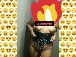 Silk Smita Shower Tease Showing Her Big Chunky Ass and Big Brown Nipples Perking and Horny
