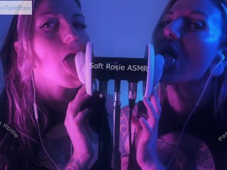 SFW ASMR DOUBLE EARGASM - PASTEL ROSIE - Sensual Binaural Ear Eating - Egirl Amateur Wet Ear Licking