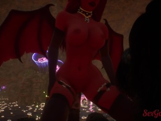 Succubus Girl Gets Fucked By A Devil In A Cave | Monster cock for the sexy girl