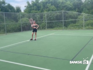 Banksie Plays Tennis in Public! Tells Ball Boy What To Do & Takes Break