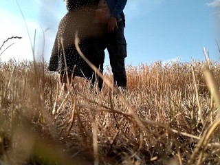 Slutty mother in law sucks my cock after making me cum in the field