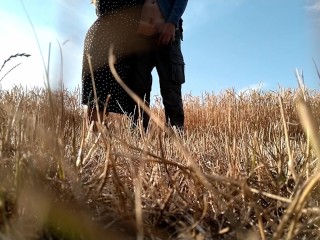 Slutty mother in law sucks my cock after making me cum in the field