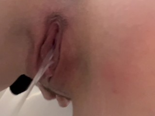 POV Doggy piss over the toilet