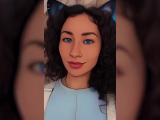 Cartoon Filter Cat Girl Gets Rough Face Fucking and Cum Down Throat