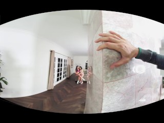 VRHUSH Vina Sky and Jasmine Grey share a cock