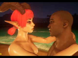 Romantic sex with a succubus on the shore