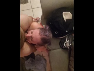 Obedient Leashed Wife worships Daddy's feet and gets slapped around