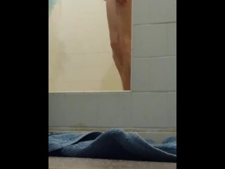 Watch me shower then bust a fat load ( cum covered my camera 😜)