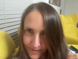 Women let you watch her shiny dark hair and play with them. Close view