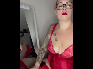 BBW stepmom MILF 420 joint smoking fetish red lingerie and thigh high stockings your POV