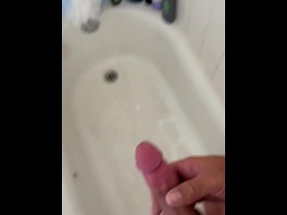 Horny young stud jerking off Big cock in the shower!