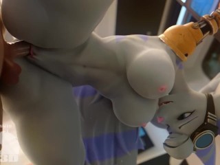 Rivet from Ratchet & Clank Fucks Big Cock with her Thighs and Pussy