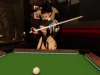 my husband went to the toilet while his friend fucked me on the pool table instead of teaching me ho