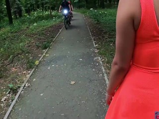 My stepsister encourages me to fuck her ass in the public park