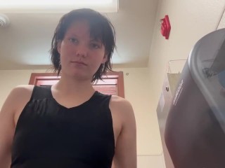 Getting horny in the bathroom between classes (unmuted is on OF)