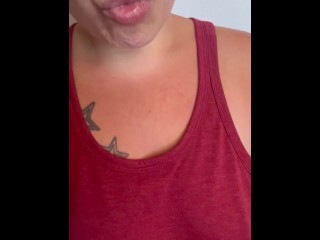 BBW stepmom MILF pisses for you in the morning close up POV