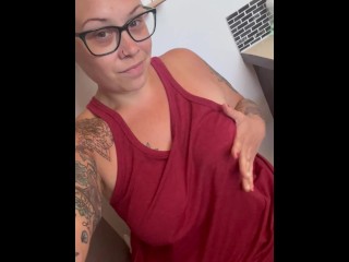 BBW stepmom MILF pisses for you in the morning close up POV