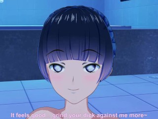 Hentai Maid with Huge Tits Fucks and Gives Titjob in Hotel Bathroom