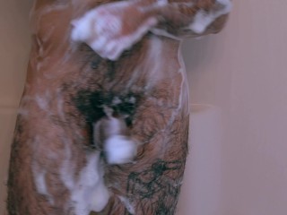 Playing with my soapy body in the shower