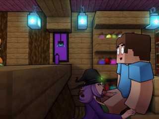 Minecraft Hentai Horny Craft - Part 21 - Witch Blowjob Under Table By LoveSkySan69