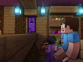 Minecraft Hentai Horny Craft - Part 21 - Witch Blowjob Under Table By LoveSkySan69