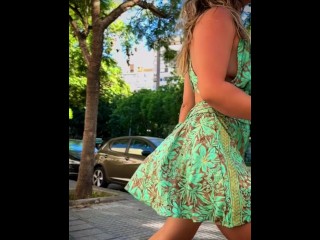 (No Panties, No Bra) Minidress Adventure with nothing on underneath