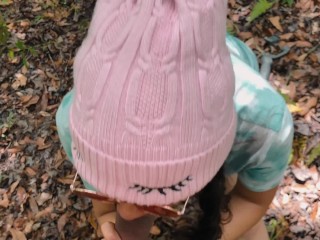 Colombian Big Ass ends up sucking cock and getting fucked during a walk in the woods POV