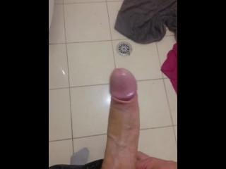 Taking my Big White cock out in the showers