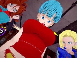 Dragon Ball - Futa Bulma Futa Android 18 Futa Android 21 | Male Taker POV
