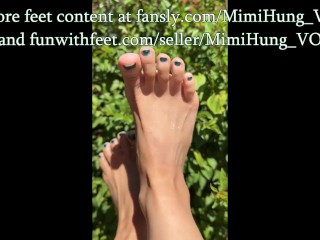 Humming and Playfully Kicking Glittery Feet in the Garden (Foot Fetish)