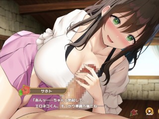 【#02 ハーレム島へようこそ！(体験版)実況】爆乳JDサホトに手コキしてもらって我慢できずぶっかけ顔射してしまい・・(巨乳ハーレムシミュレーション同人エロゲー)