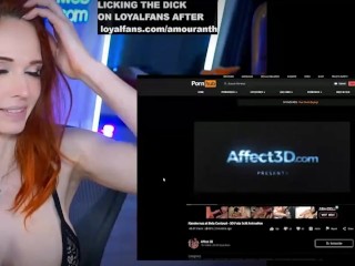 Amouranth watched tickling, bdsm porn and played with hard dick