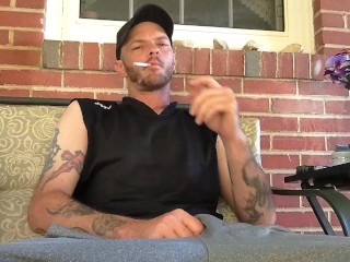 Smoking and stroking my BWC outside until cumshot