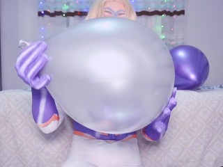 Giantess Mount Lady spends Chrismas with you, blows and pops balloons her giant booty