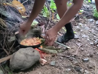 Pinay Outdoor Porn Harvest and Cooking Bamboo Shoots