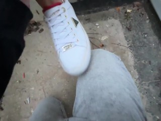 REAL RISKY STREET HOT SOCK/FOOTJOB WITH UNKNOWN GIRL FOR MONEY