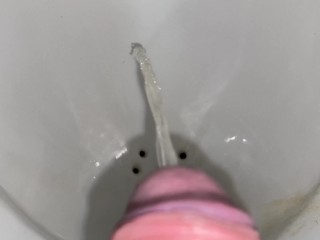 Office toilet, boy pissing, cock view POV 4K